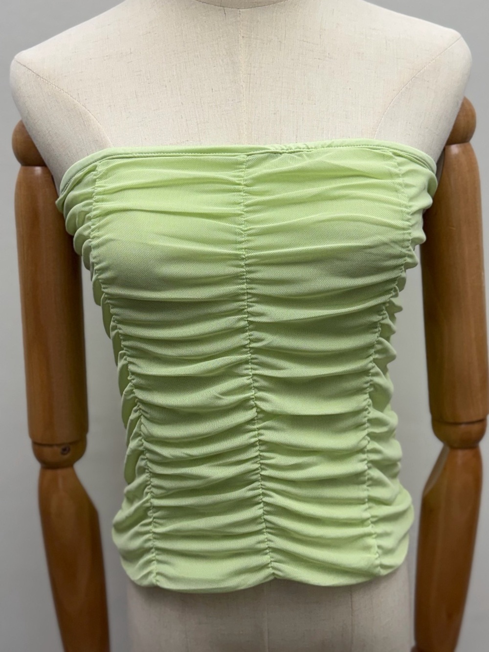 NWT Cotton On Cara Corset Bandeau Top Medium Frosted Lime Ruched Strapless Y2K